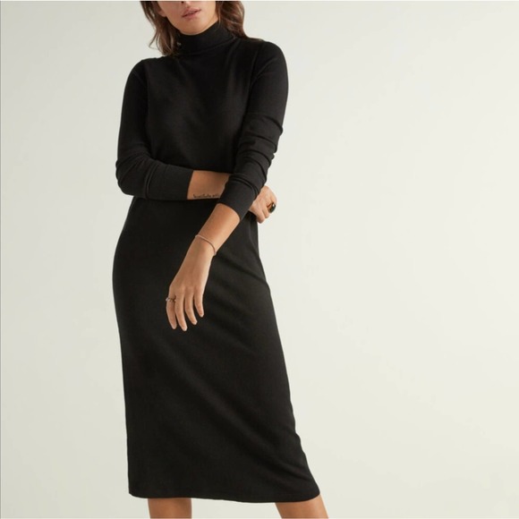 New Massimo Dutti black flowing basic long sleeve knit sweater dress, size M - Picture 1 of 6